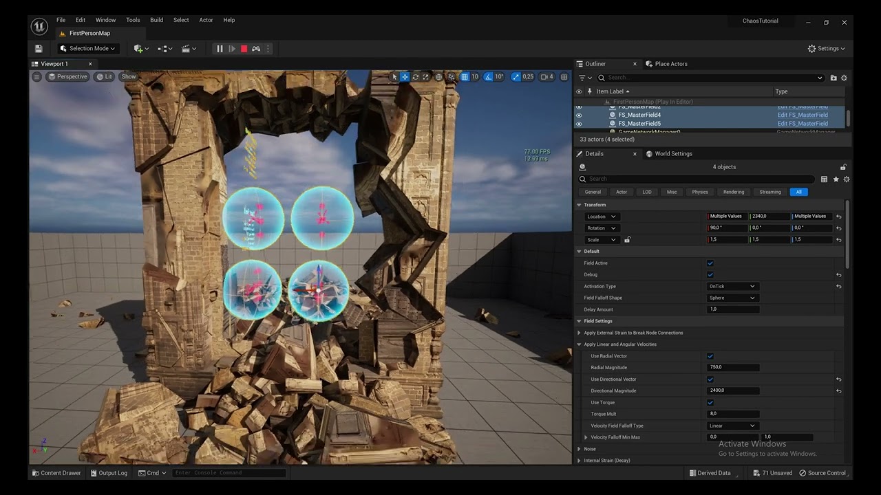Unreal Engine 5.1.1 | Cache Chaos Destruction Tutorial