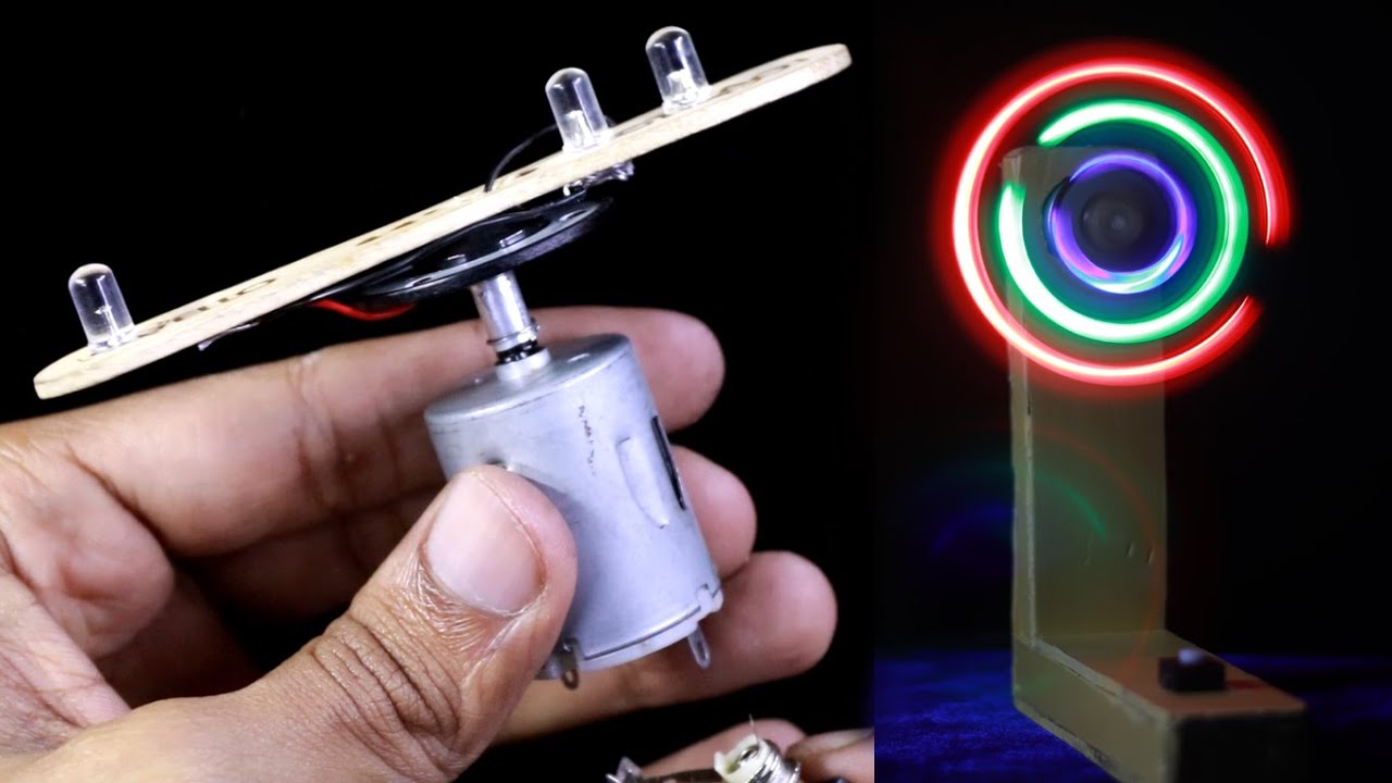 Лайфхаки своими руками | Создание светодиодного RGB-пропеллера с помощью двигателя постоянного то...