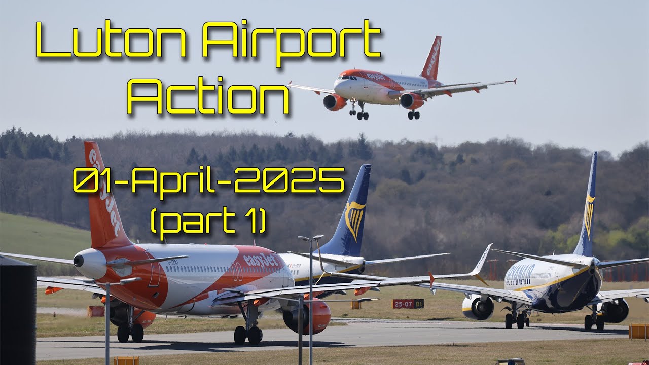 Nonstop aircraft action at Luton Airport; Airliners and Biz jets arriving and departing 01-Apr-25