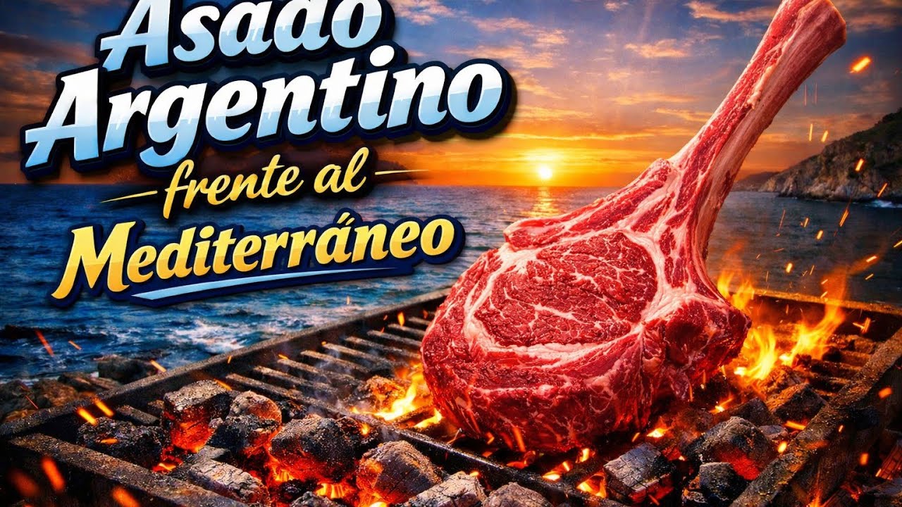 Asado Argentino frente al mar Mediterráneo 
