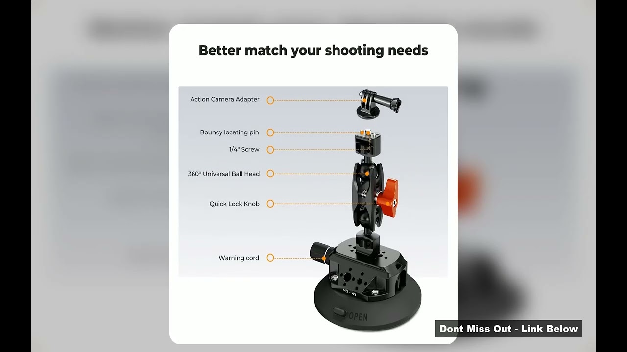 KF CONCEPT Suction Cup Camera Mount with Magic Arm Style 14 38 Threads Quick Release Car Mount for G
