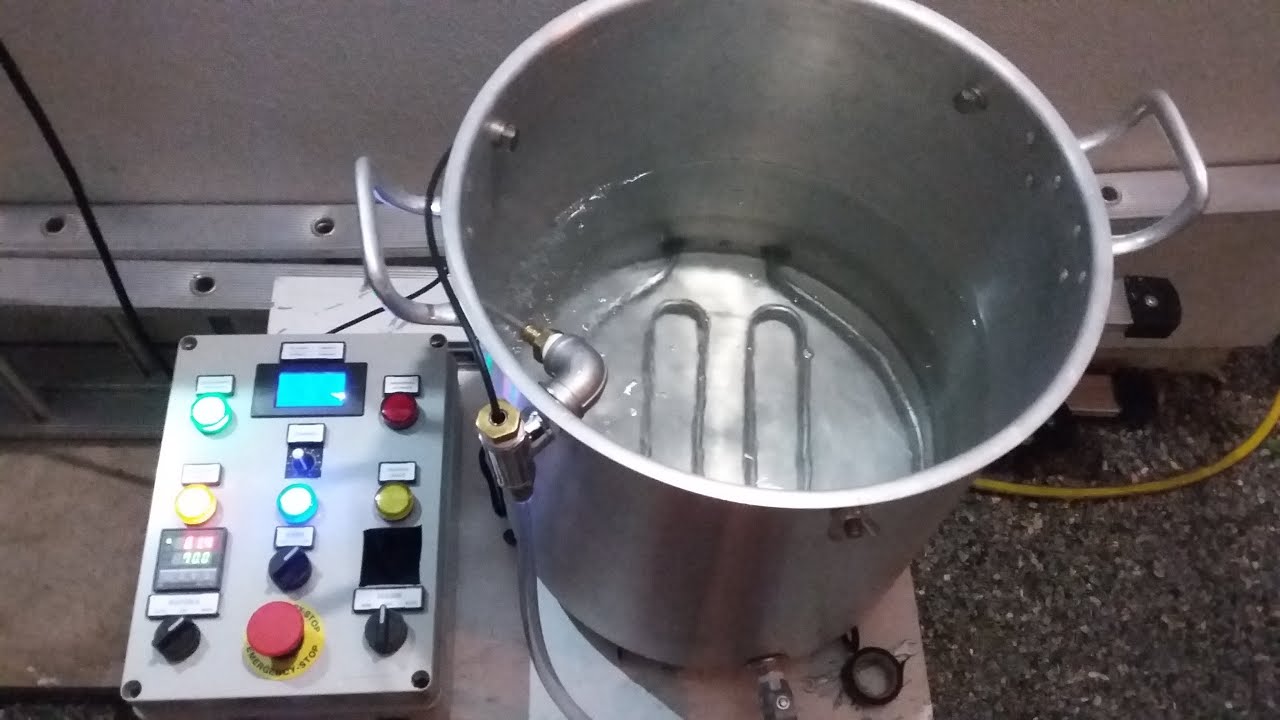 Teste do equipamento BIAB/RIMS completo: painel, panela e bomba.