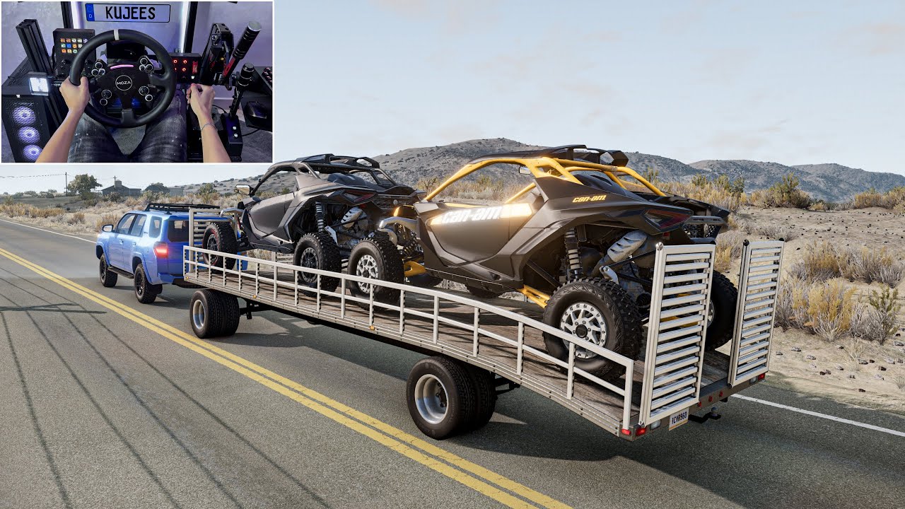 Transport 2 Can-Am Maverick with Toyota 4Runner to the desert - Beamng Drive | MOZA R12