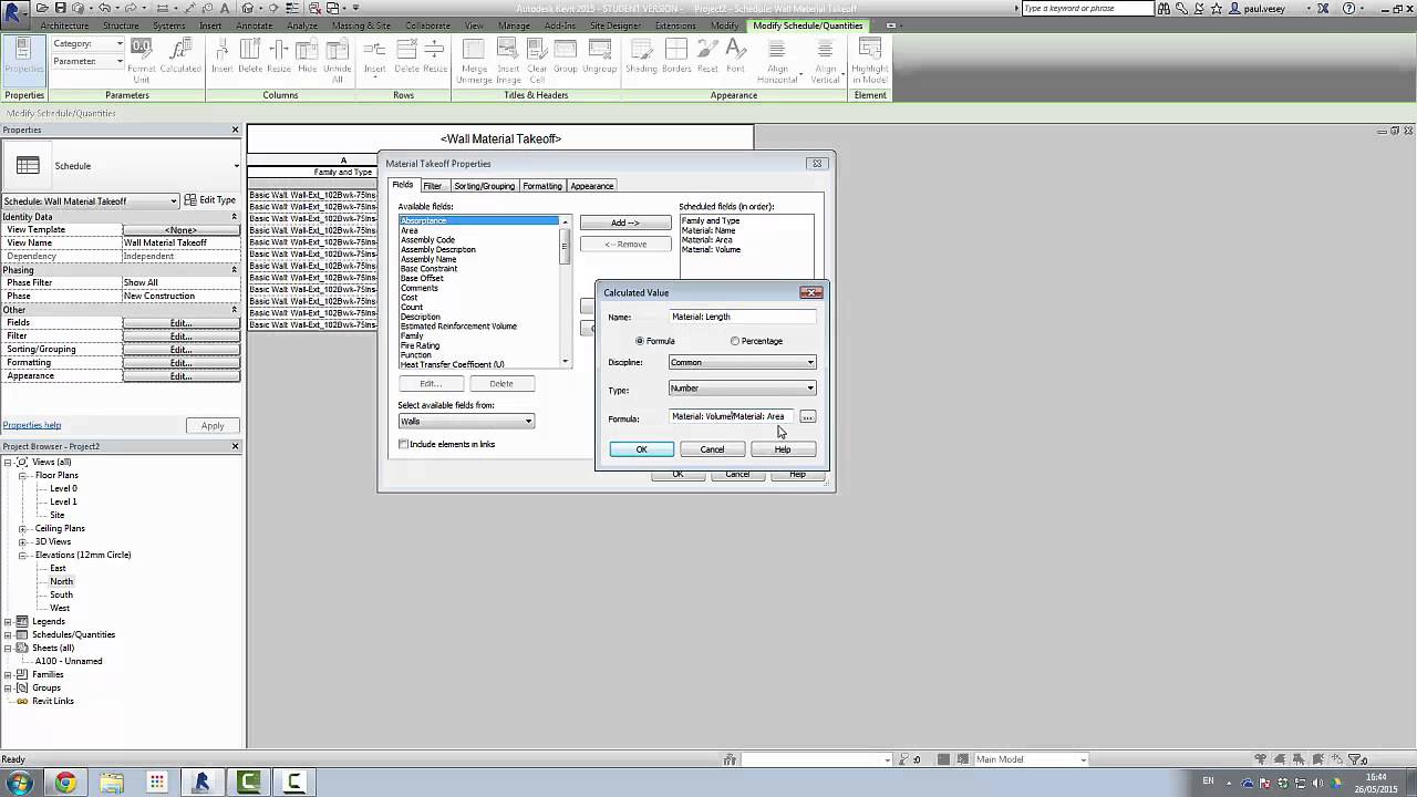 Material Takeoff in Revit