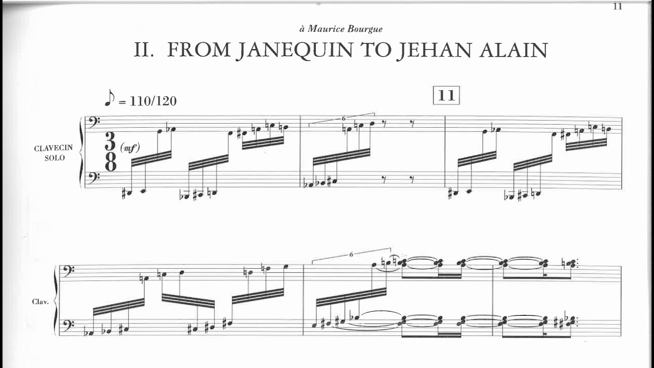 Henri Dutilleux - Les Citations for Oboe, Percussion, Harpsichord and Bass (1985) [Score-Video]