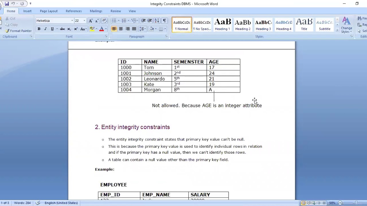 INTEGRITY CONSTRAINTS