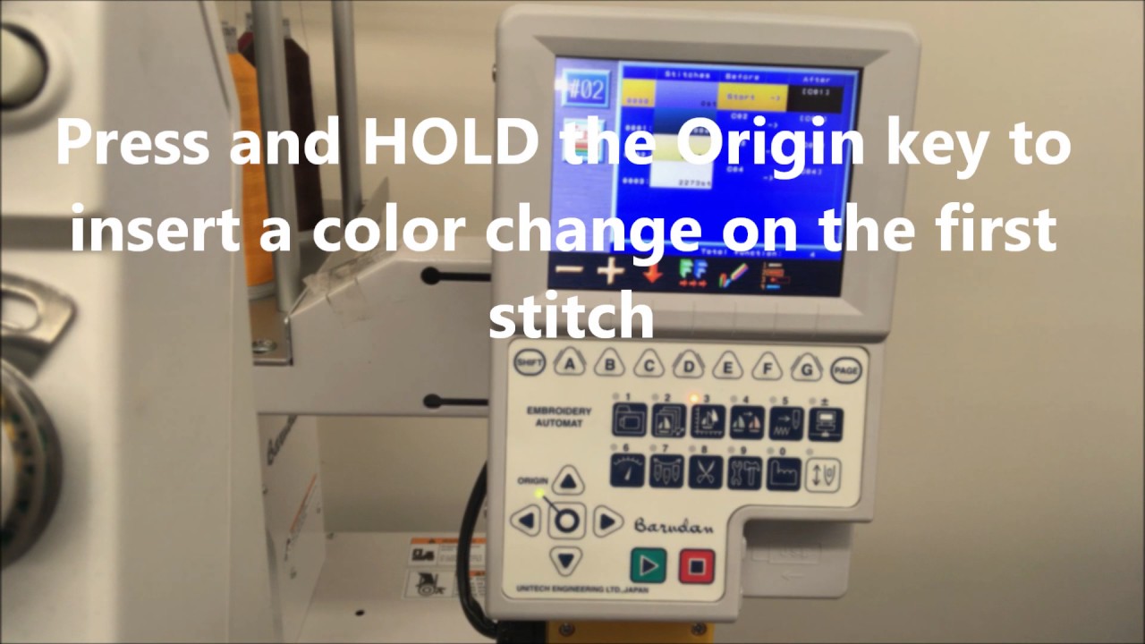 Barudan Embroidery Machine - How to set colors