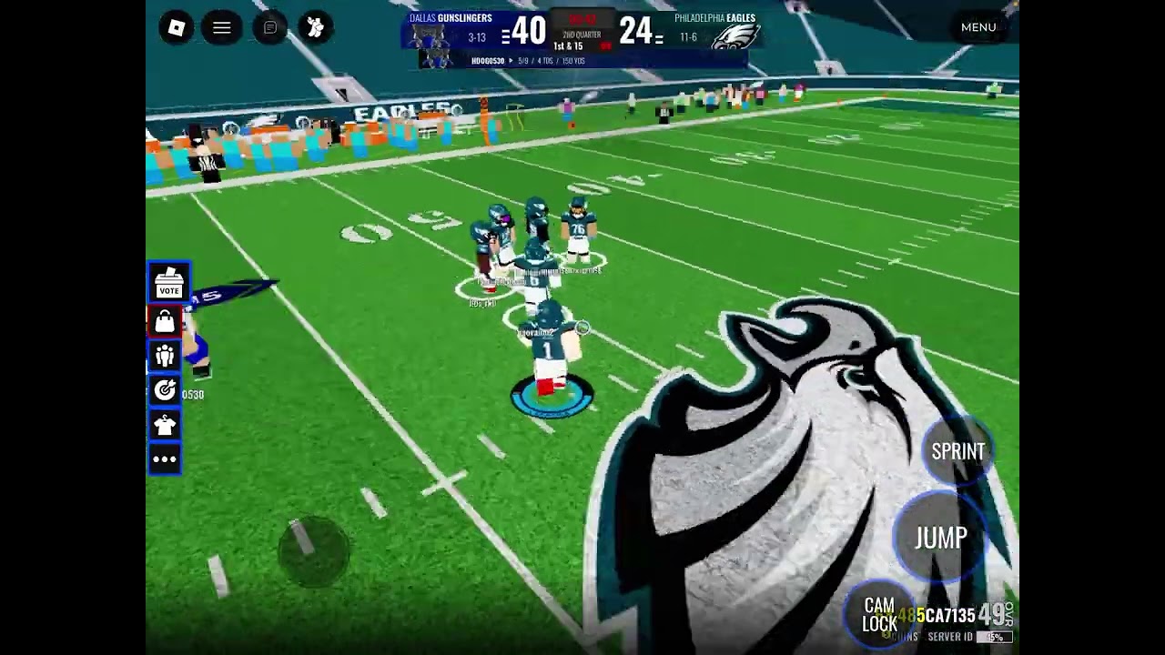 Playing a football game 