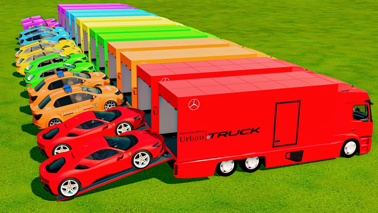 CARS with Colors | All Cars Transport With Urban Trucks In Fs22 | Farming Simulator 22 |