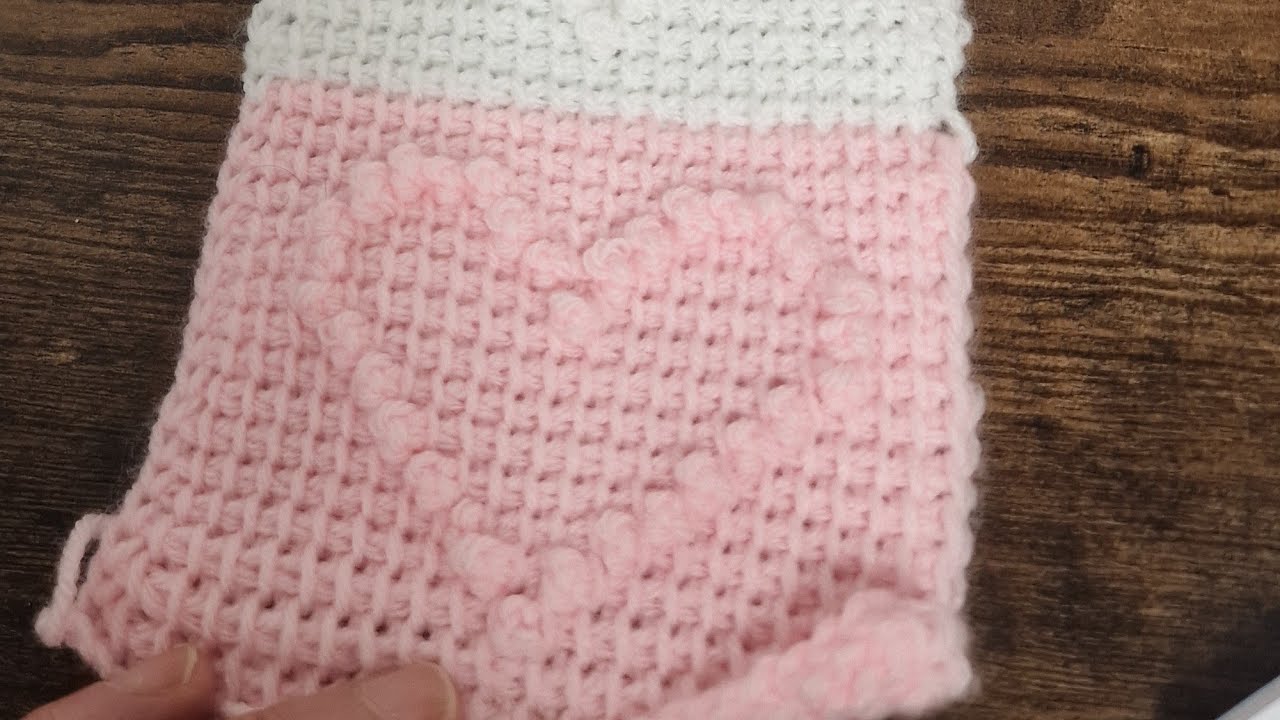 Passo a passo de manta de bebe com  ponto croche tunisiano 1 parte