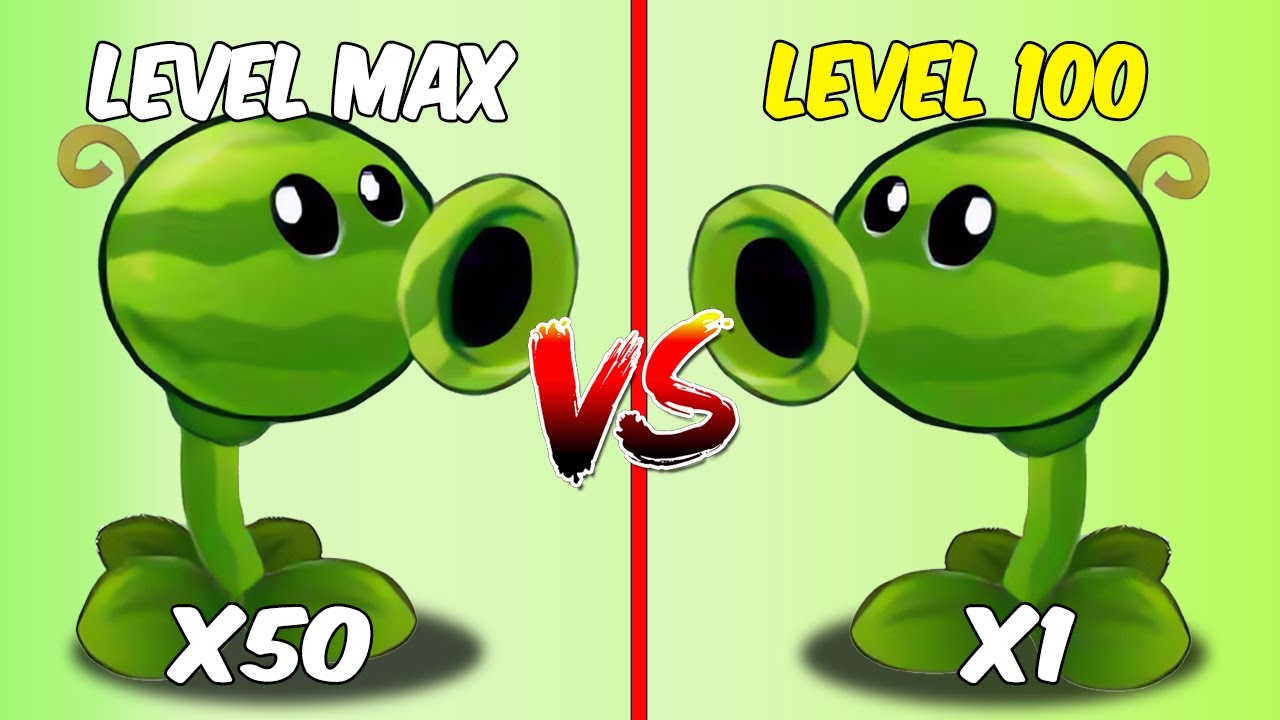 PvZ 2 Challenge - All Plants Level 1 Vs Level Max Vs Level 100 Vs Bust Head Zombie Level 15