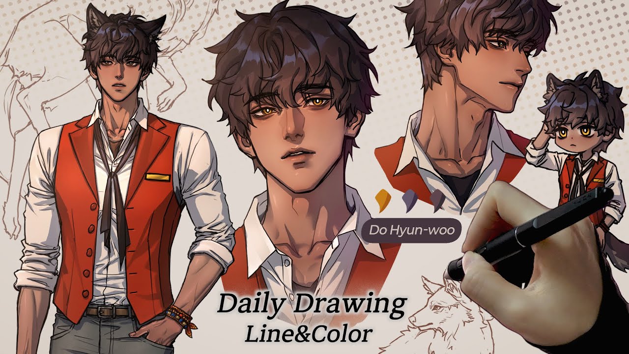 Работа над листом персонажа🐺 ОС в полный рост + детали✍️ | Daily Draw