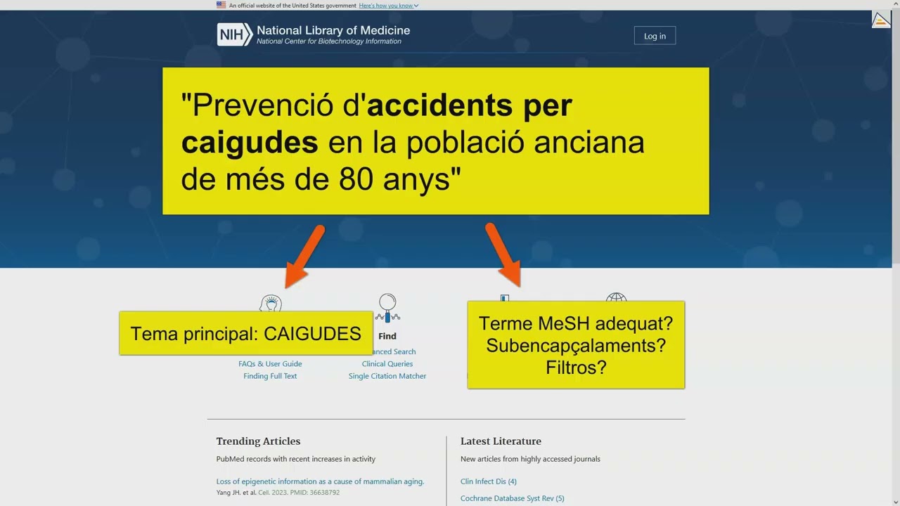 PubMed. Utilització de termes MeSH.Subtítol
