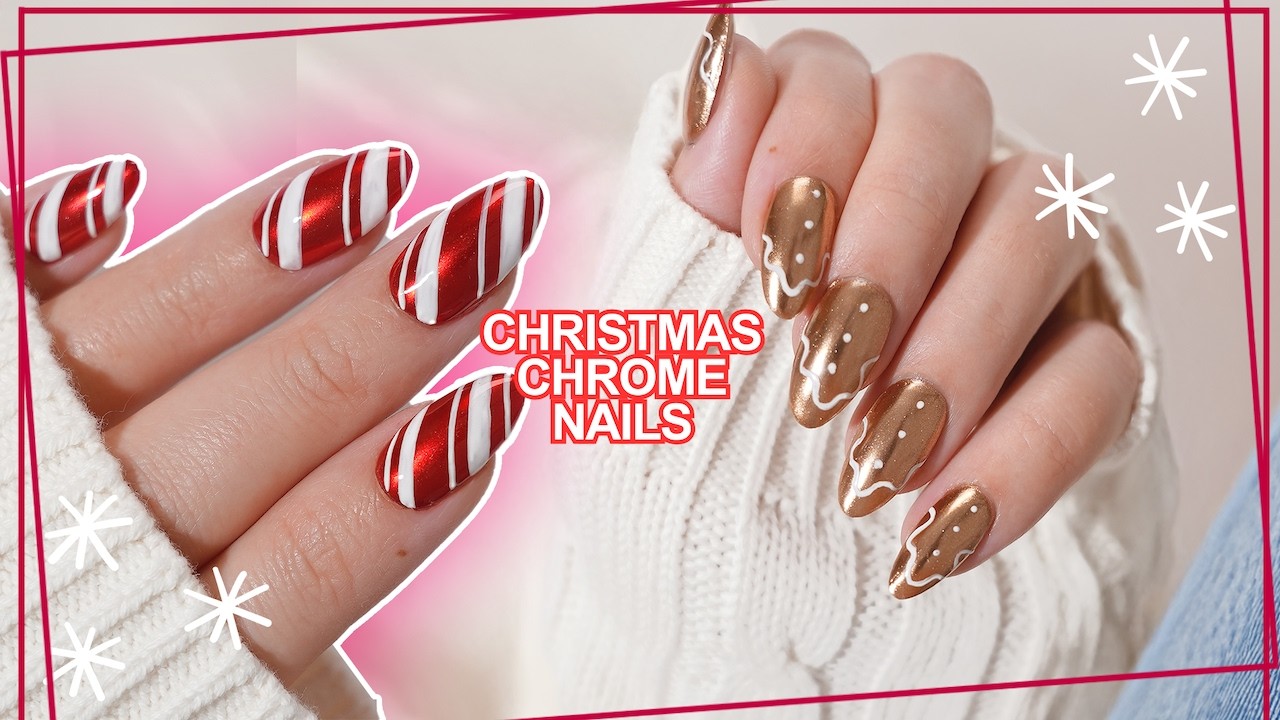 Minimal Christmas Chrome Manicures 🎄🎁