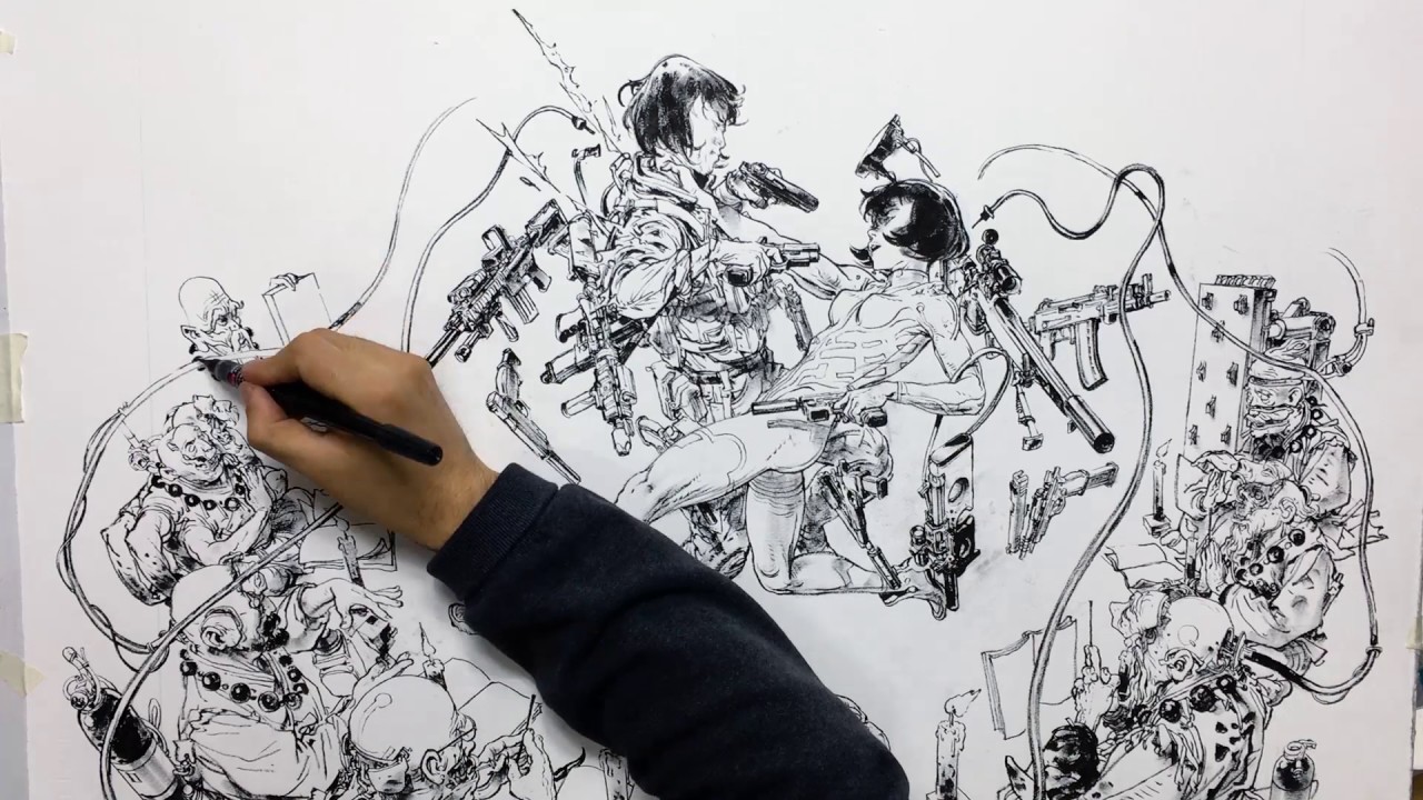 Ghost In The Shell Timelapse by Kim Jung Gi