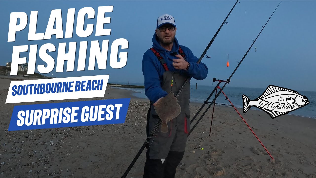 UK Sea Fishing - Plaice Fishing on Southbourne Beach - Surprise Guest.