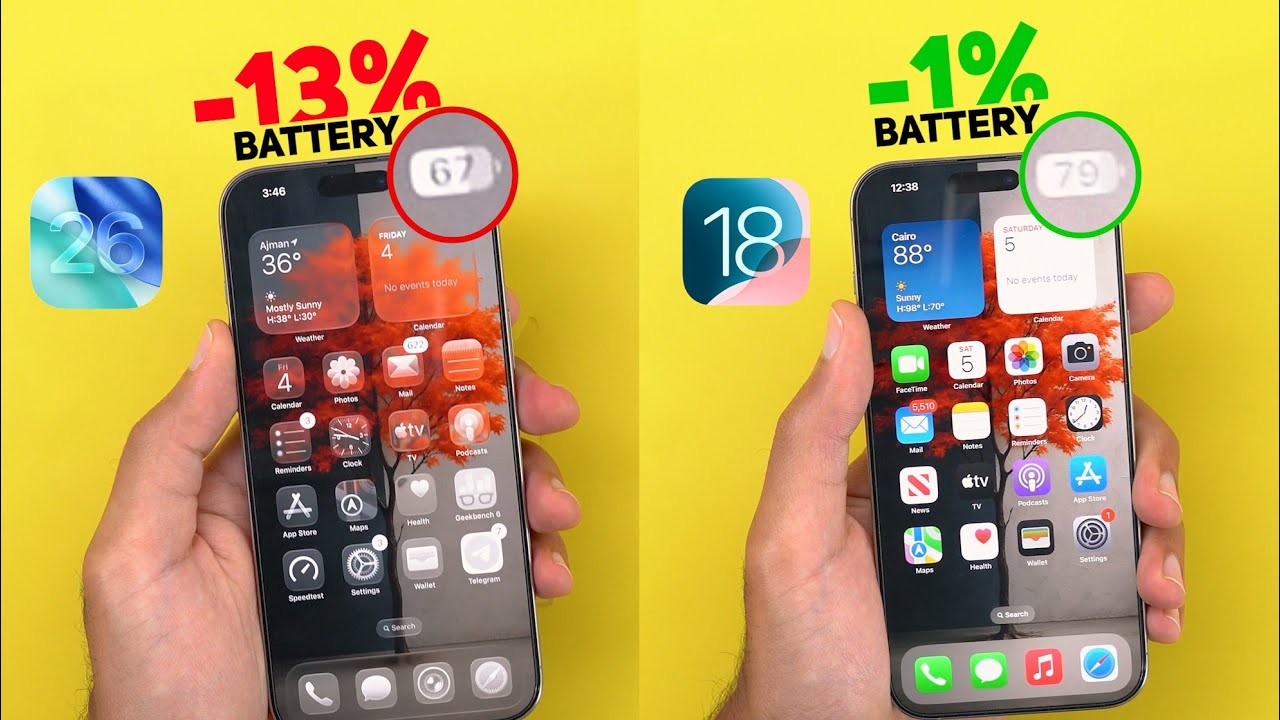 iOS 26 Liquid Glass Animations vs iOS 18 – A Battery Nightmare!