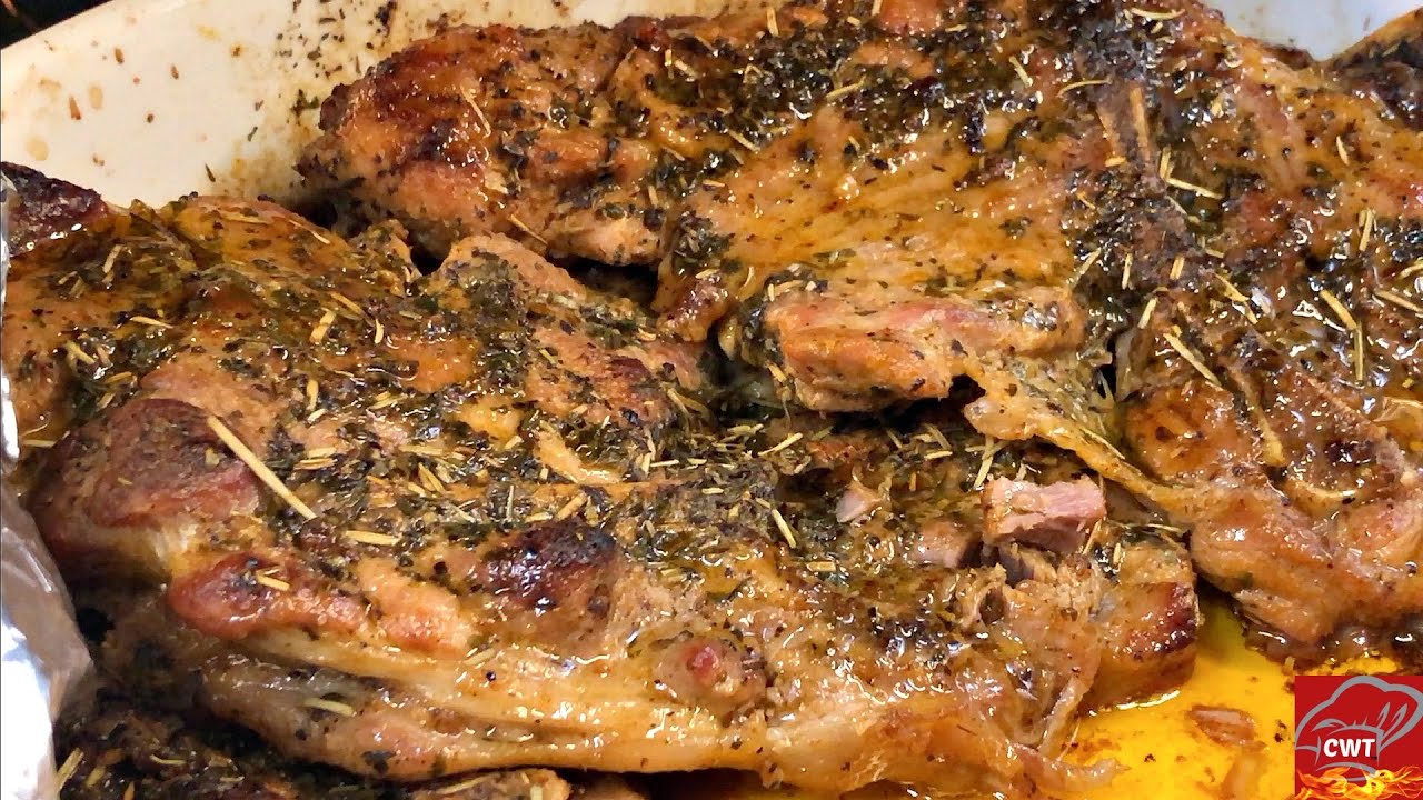 Tender And Juicy Garlic Herb Pork Steaks | Easy Oven Baked Dinner