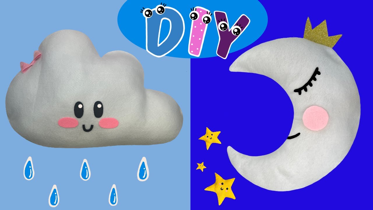 Almofadas de Feltro - Almofada de Lua - Almofada de Nuvem - Almofada Infantil -DIY clound pillow