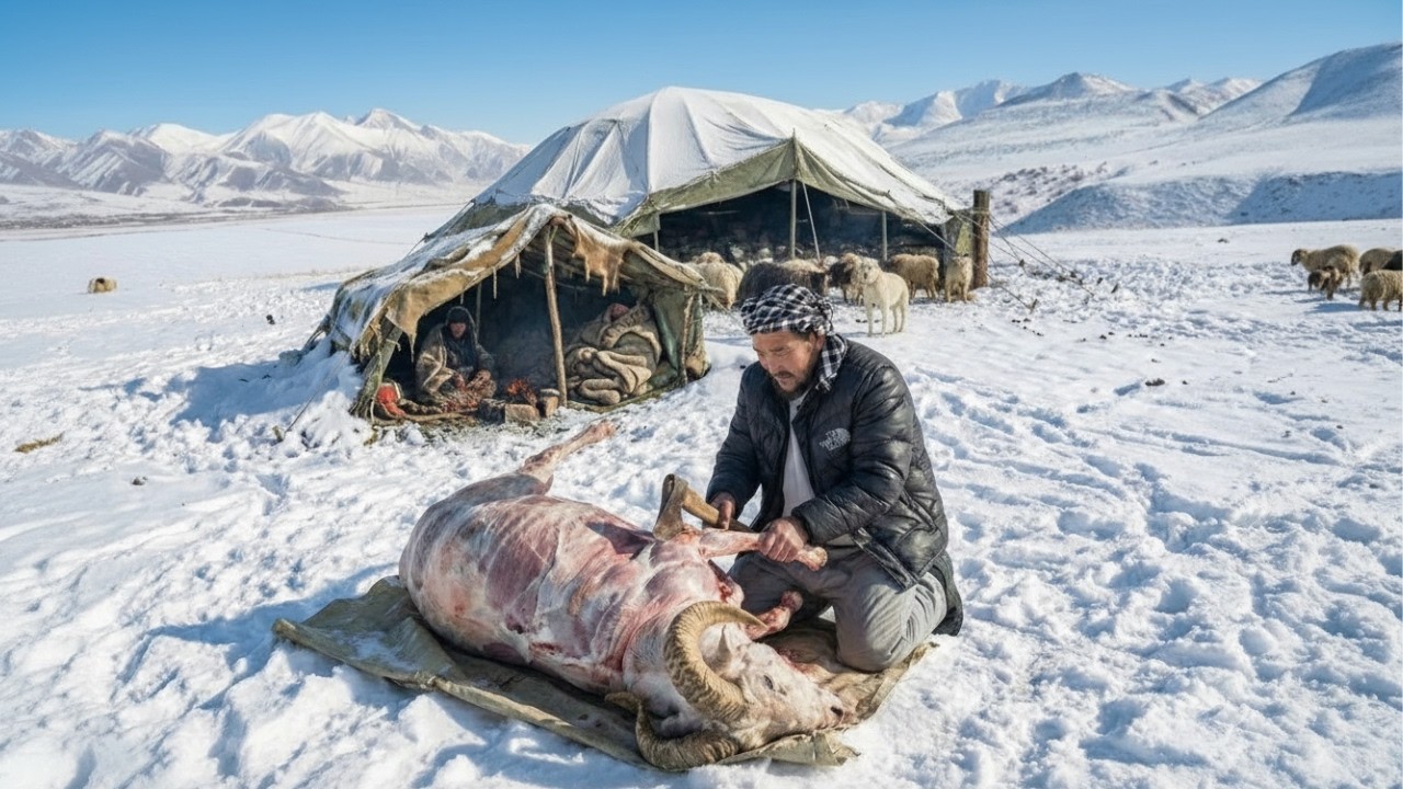 Surviving the Harsh Afghan Winter as a Shepherd | Cooking Sheep Meat | Daily Life Routine