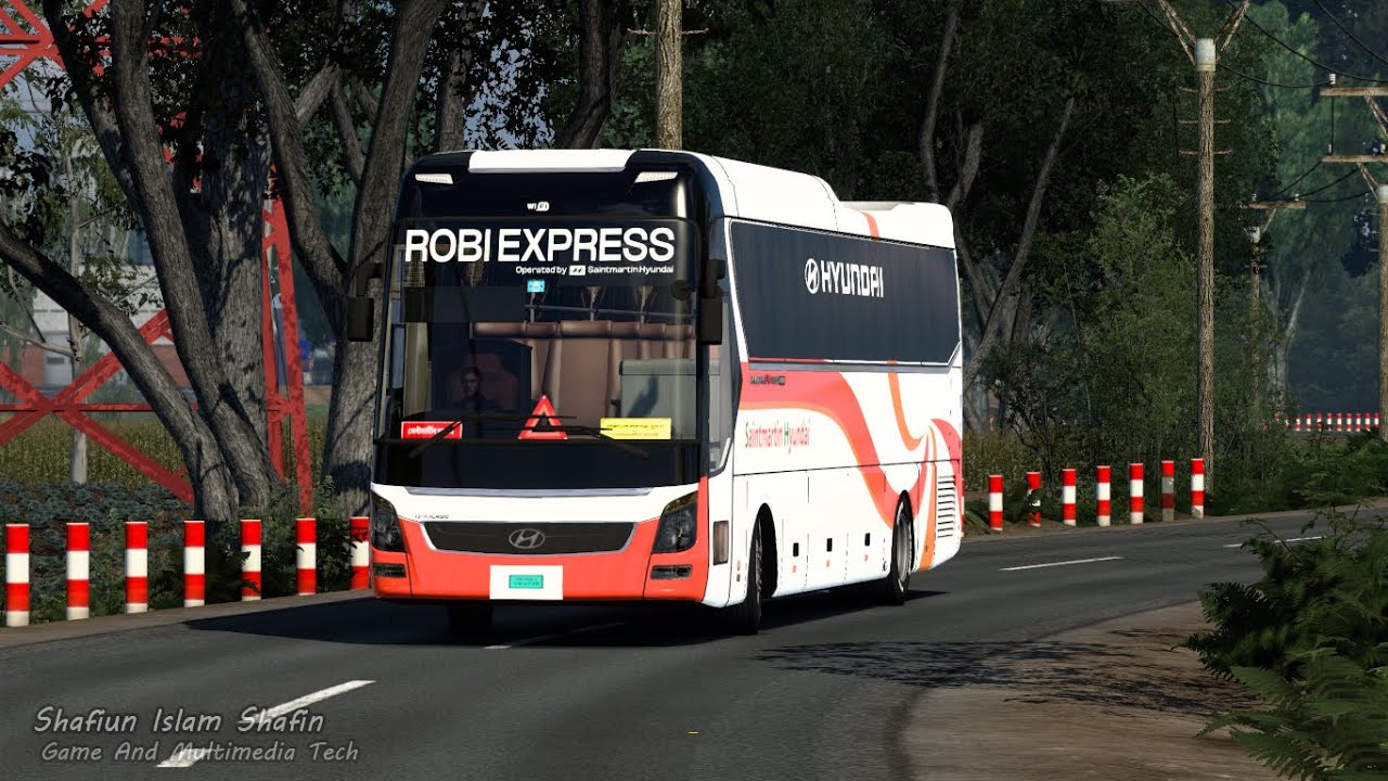 Bangladeshi EXPERT Hyundai Bus Driving ON Narrow Highway Road | GMT BD MAP V3.0 Beta 3 | GMT Garage