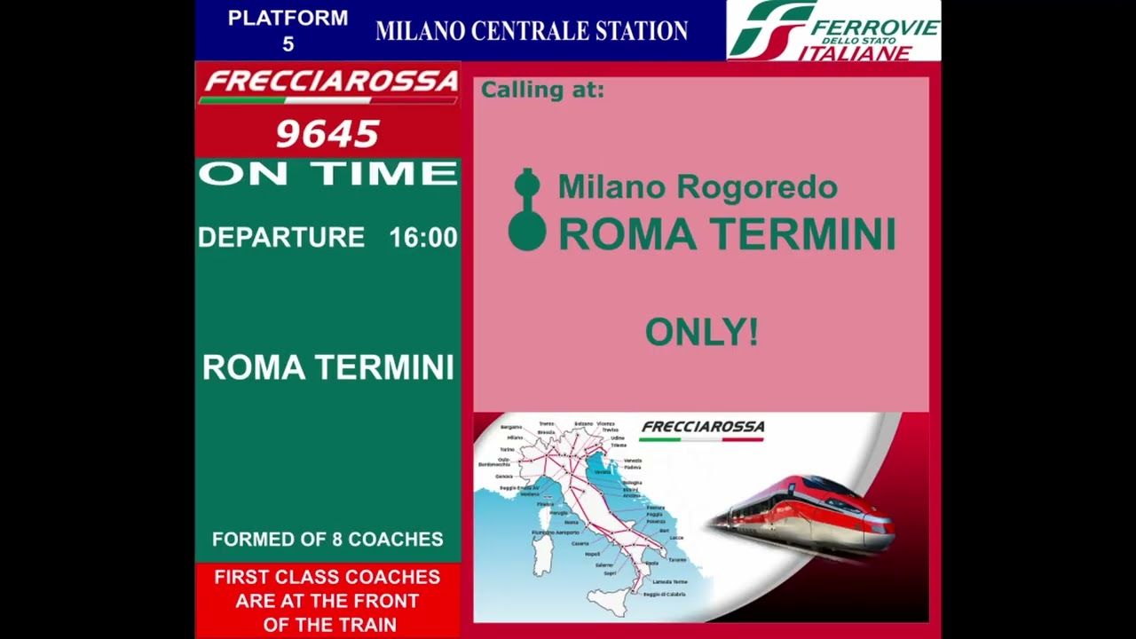Annunci Trenitalia dalla stazione di Milano Centrale/Milan Central announcements