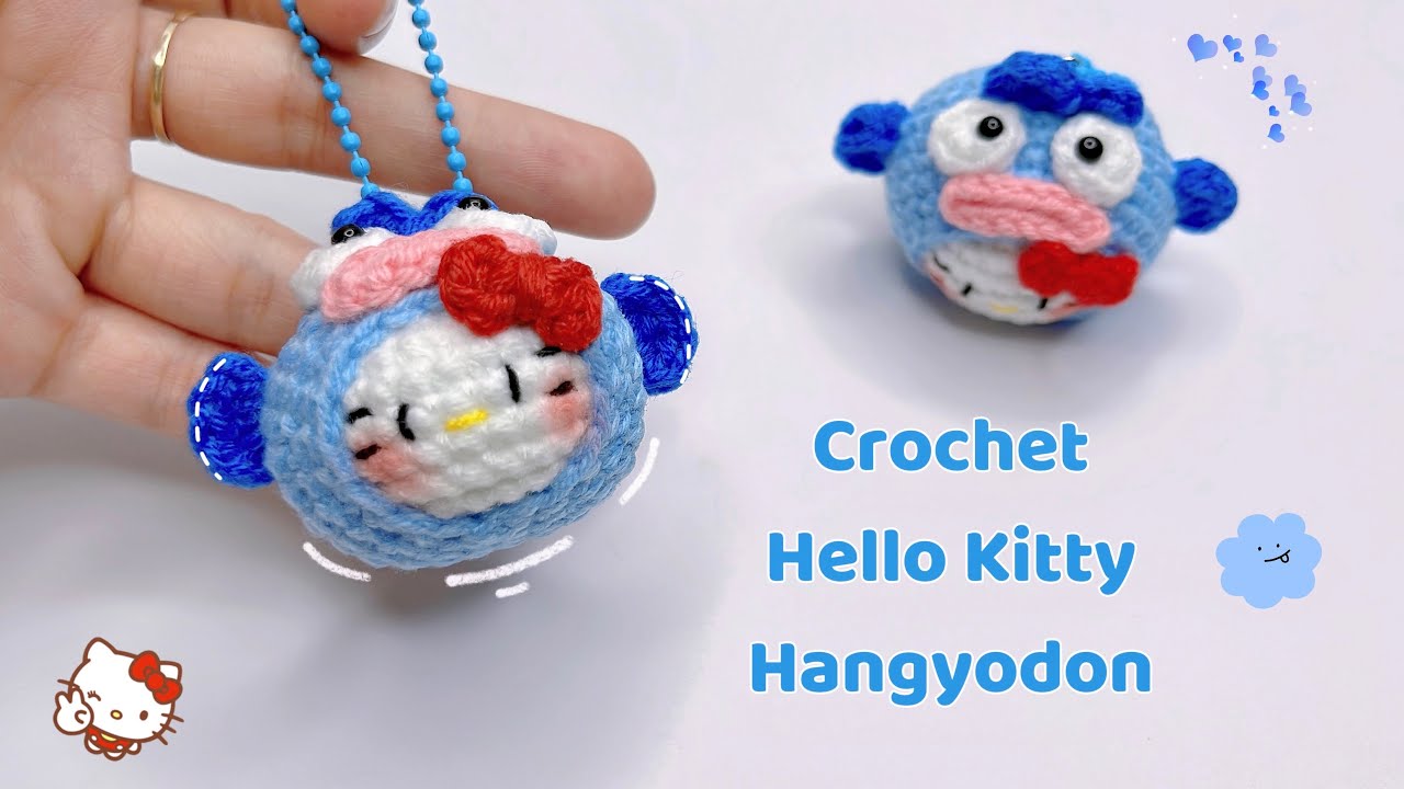 Crochet Hello Kitty Hangyodon ♡| Crochet Keychain Tutorial | Móc Bé Mochi Hello Kitty Hangyodon