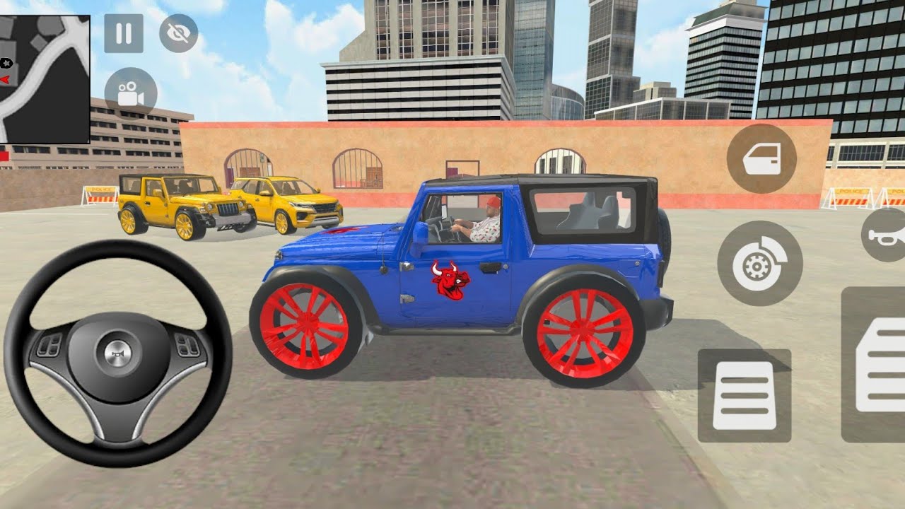 Car Bike Game: SpiderMan ordered an Indian 4x4 Blue Thar and drives a new Indian Police Gadi in Game