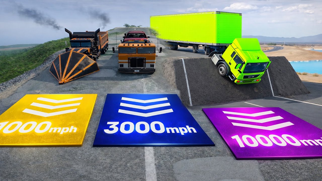 Cars VS dash plate (1000, 3000, 10000 Mph)🤯 -  Beamng Drive😱