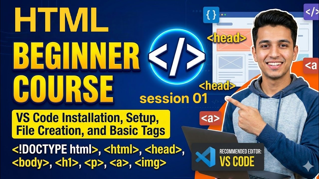 HTML Tutorial for Beginners | VS Code Installation & Setup | HTML Tags & Attributes