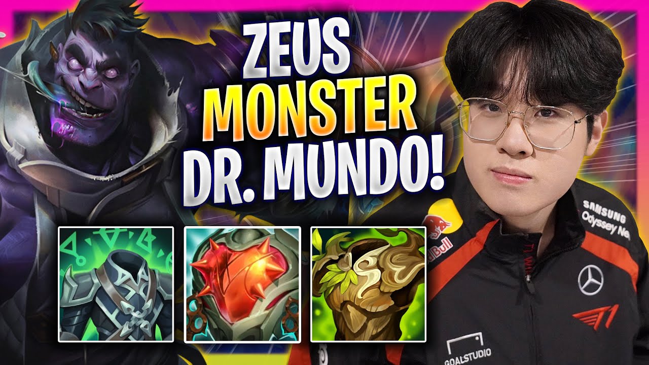 ZEUS IS A MONSTER WITH DR. MUNDO! - T1 Zeus Plays Dr. Mundo TOP vs Rumble! | Season 2024