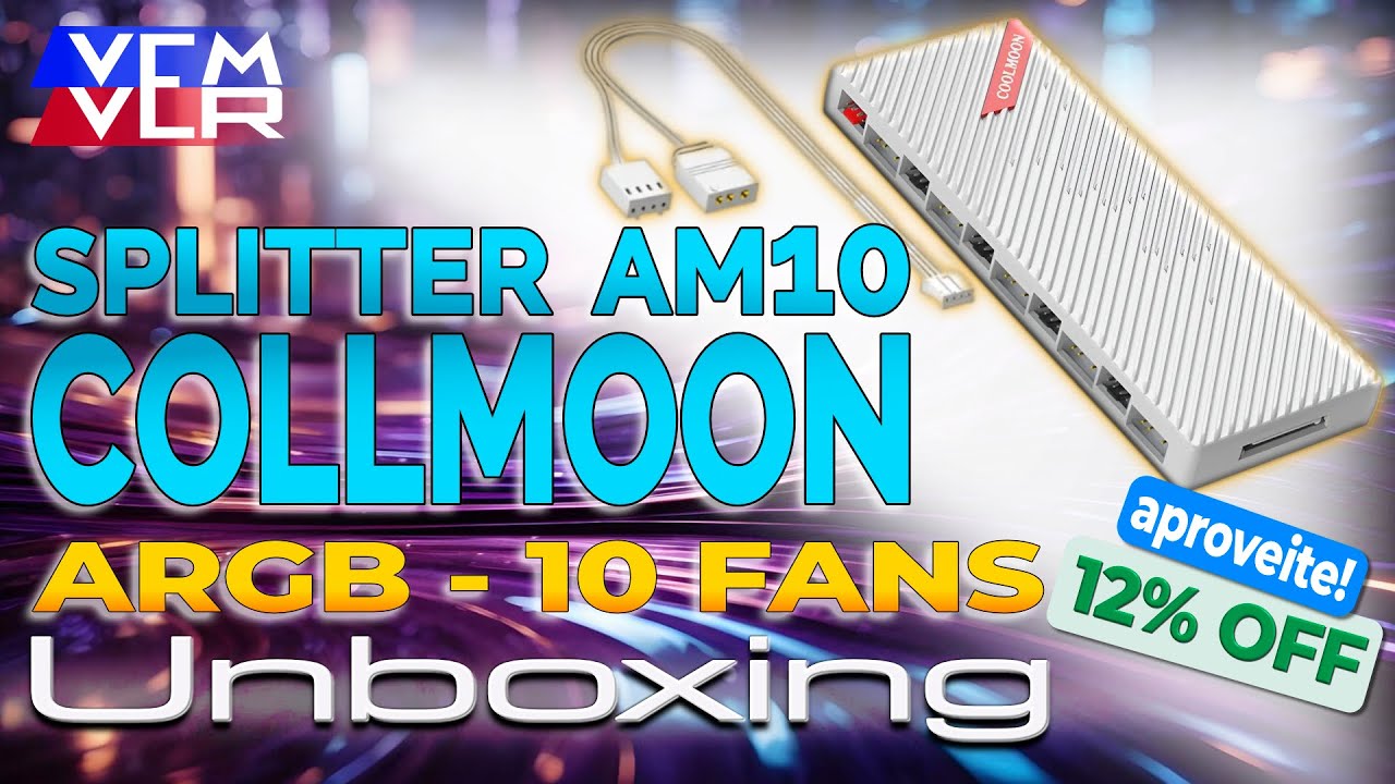00086 - Unboxing - HUB ARGB Multi Fans COOLMOON AM10 + Cabo Extensor ARGB