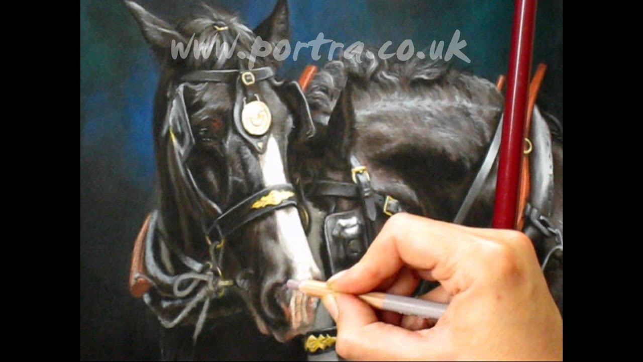Speed painting - Shire horses in pastel