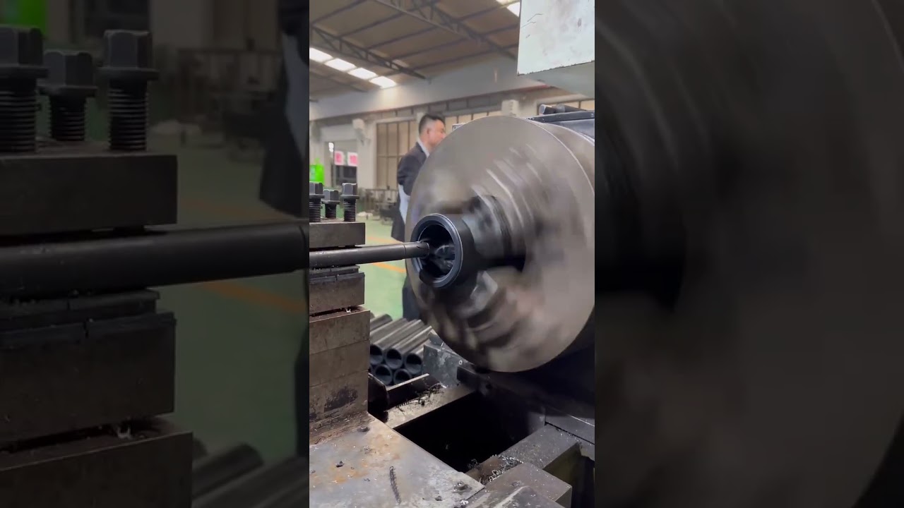 Let's look at the conveyor idler boring process #conveyoridler