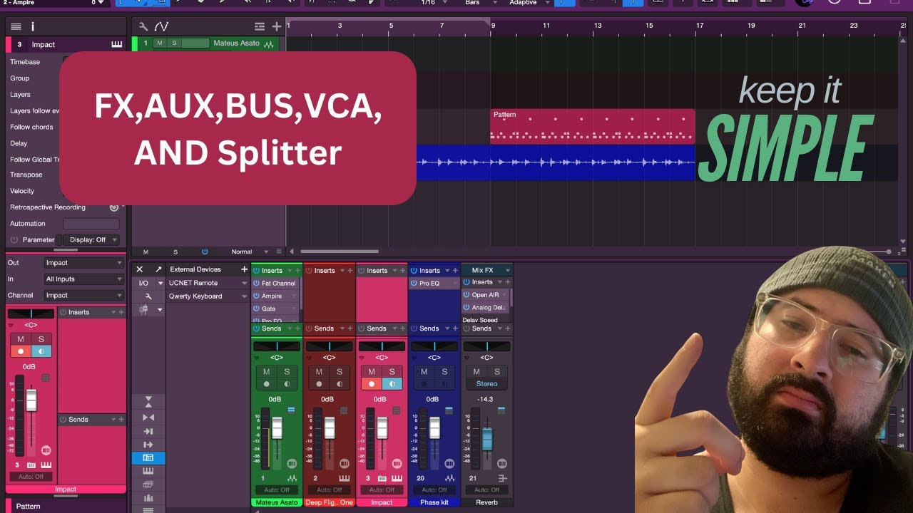 Studio One Sends. What's the difference? (FX,BUS,AUX,VCA, AND the Splitter)