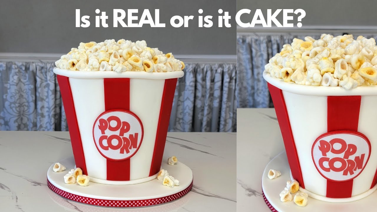 Is it REAL or is it CAKE?!? | 100% Edible Sculpted Movie Theater Popcorn Cake! | Sugar Popcorn