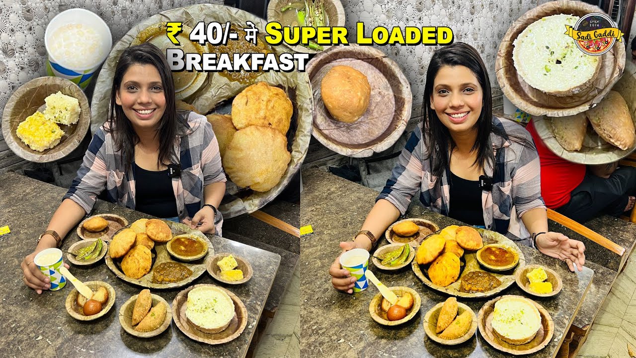 Rs.40/- me Super Loaded Breakfast at Saiyaji Puri Wale , Ghaziabad🔥 ( Essi Chatni 😋)