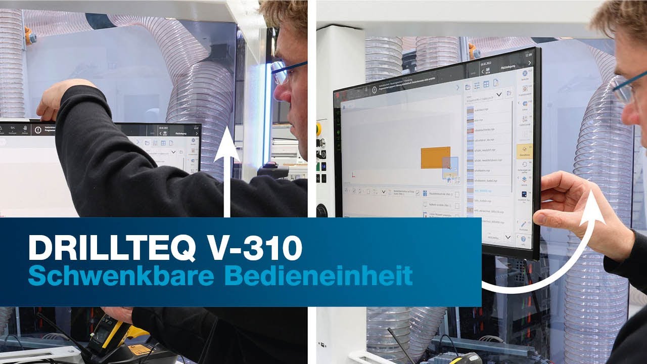 HOMAG DRILLTEQ V-310 | Bearbeitung lange Schrankseite mit SplitHead-Bohrgetriebe | 