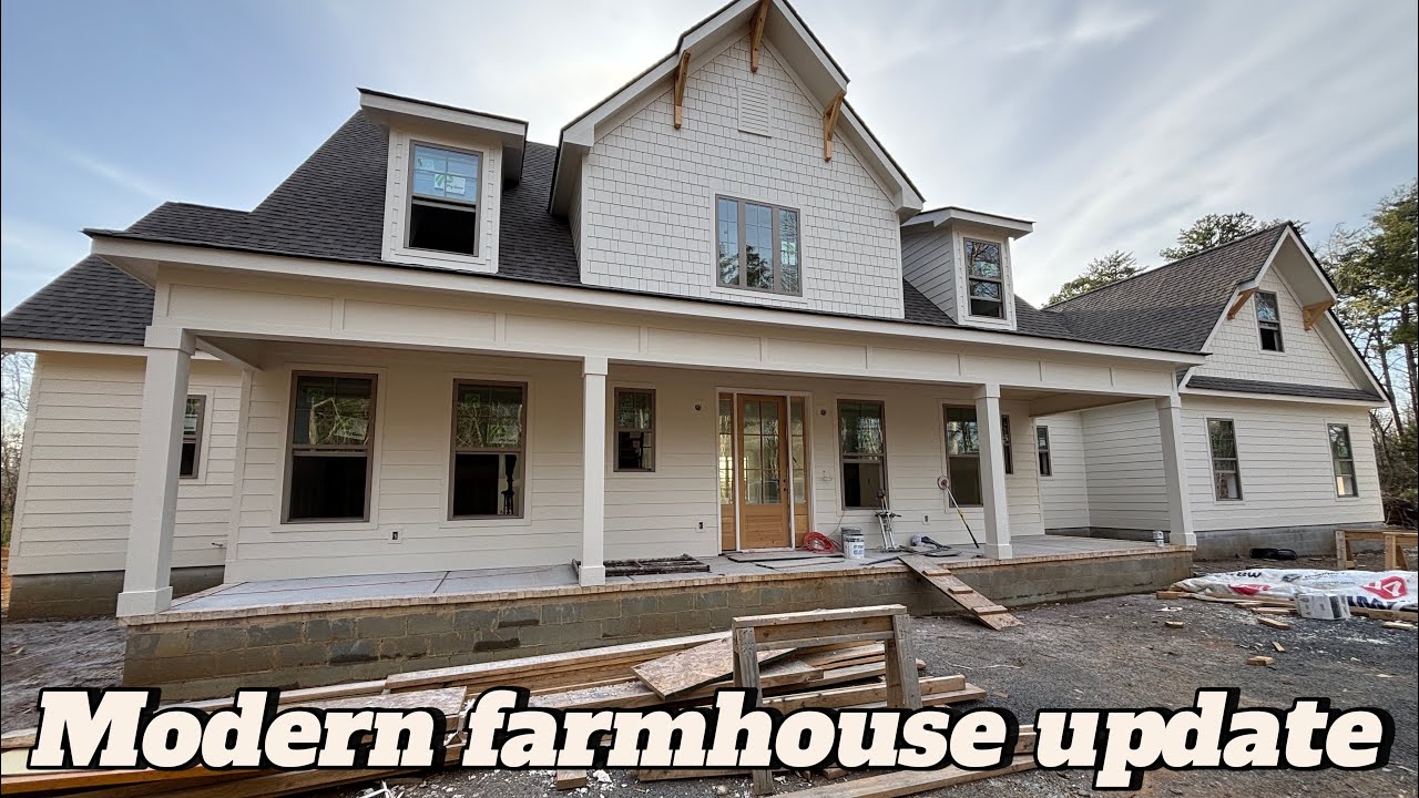 Modern farmhouse update | fasciae and soffit painted | Sheetrock sanding 