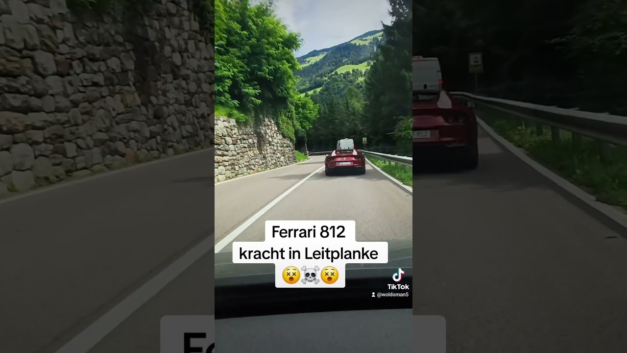 Ferrari 812 kracht in Leitplanke! #Ferrari812 #Leitplanke #Unfall #heftig #woldoman #viralvideo #fyp