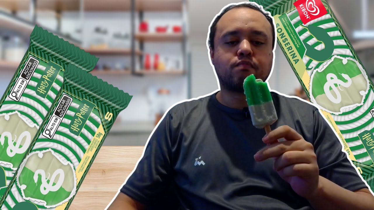 Experimentei o Picolé Kibon Harry Potter Sonserina Sabor Maçã Verde e Caramelo Amanteigado