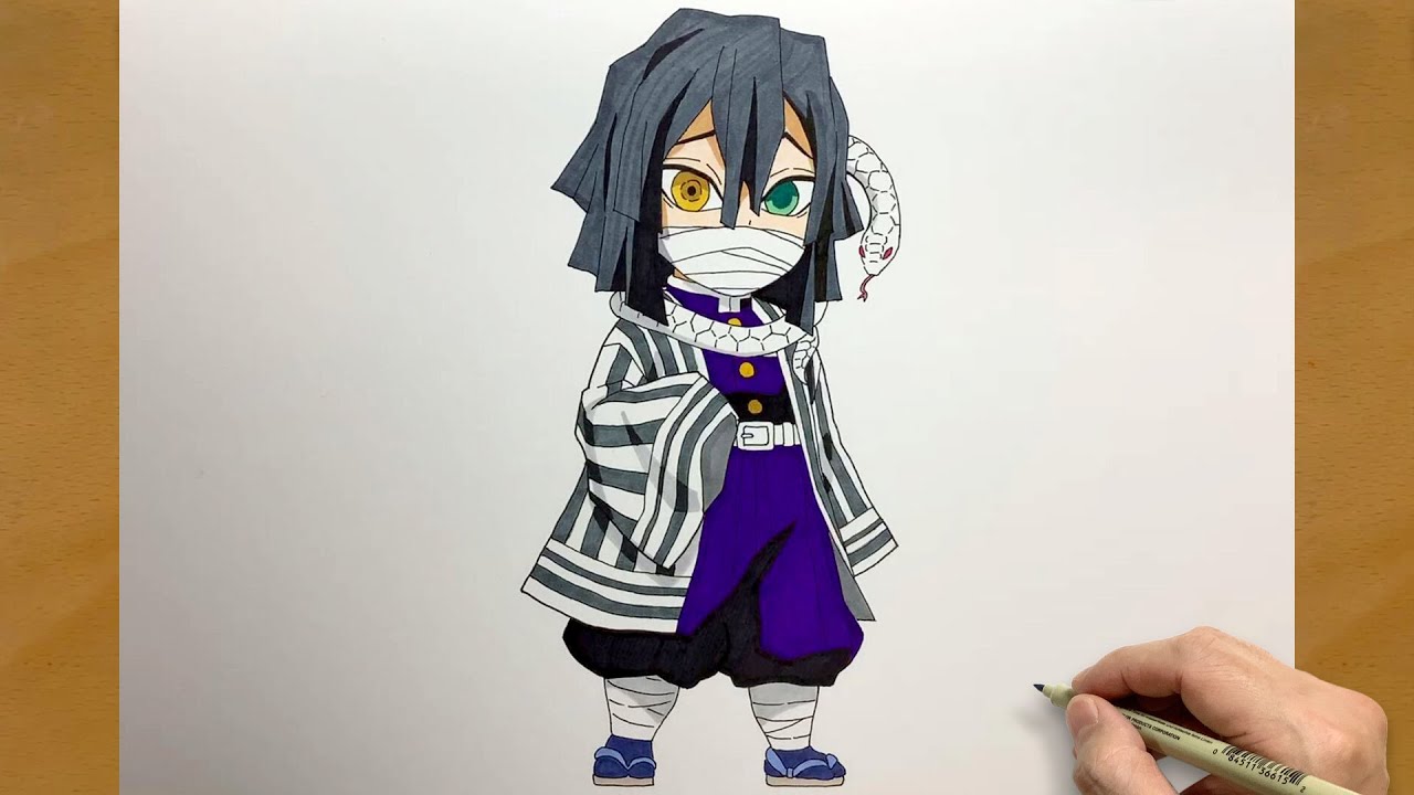 How to draw Chibi Obanai Iguro from Demon Slayer | Kimetsu no Yaiba | step by step | draw anime