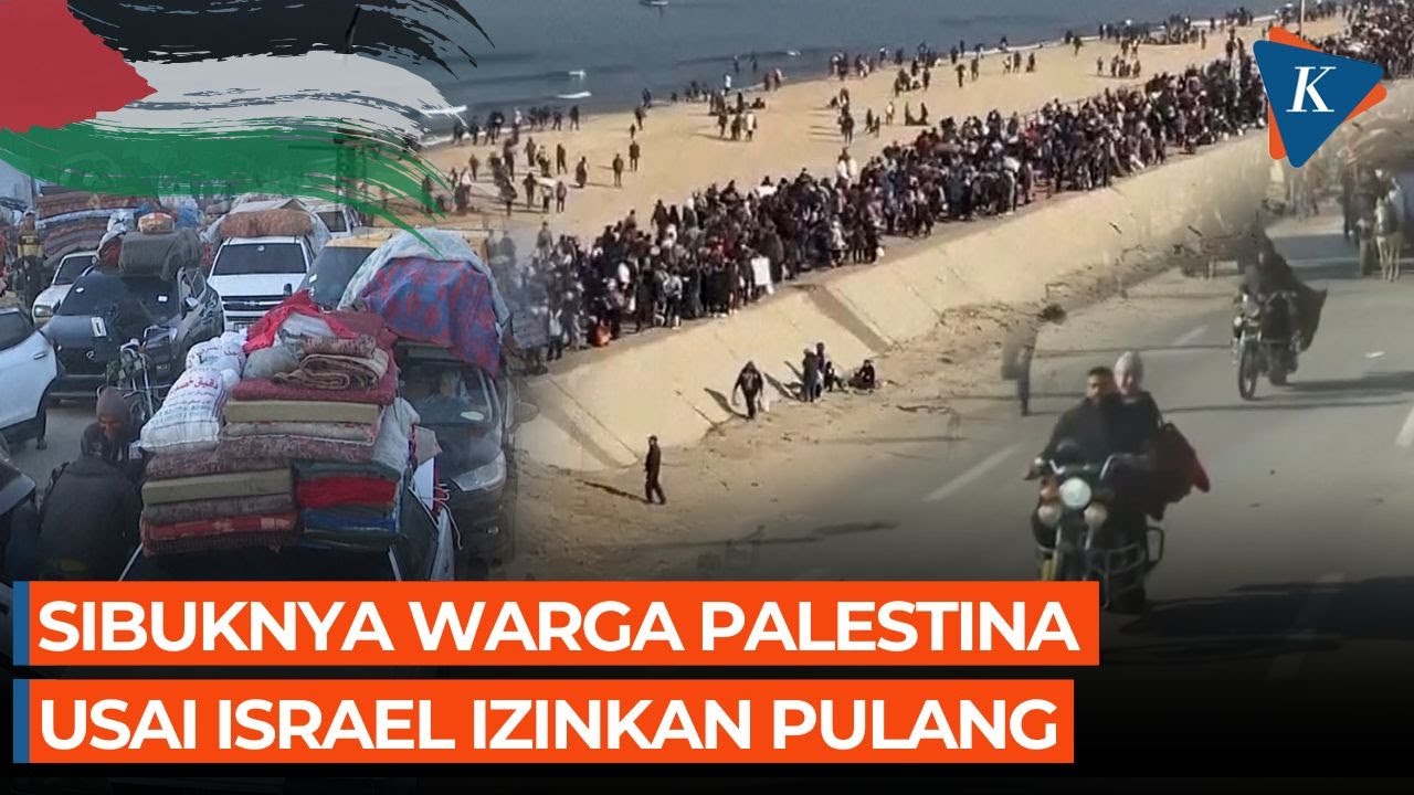 Sibuknya Warga Palestina: Mobil Macet, Berjalan Lewat Pantai hingga Naik Motor ke Gaza Utara