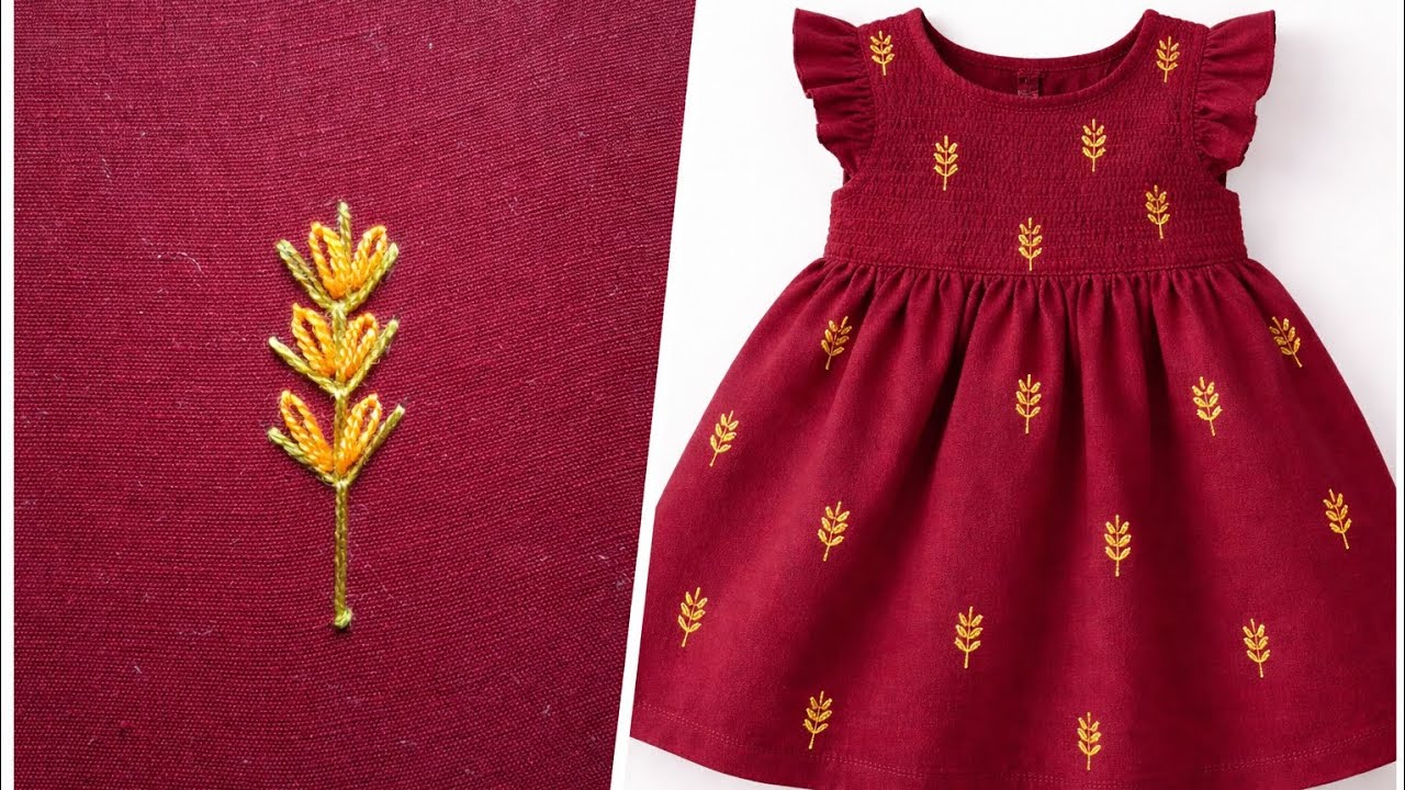 Idea for most beautiful hand embroidered baby frock tutorial. 