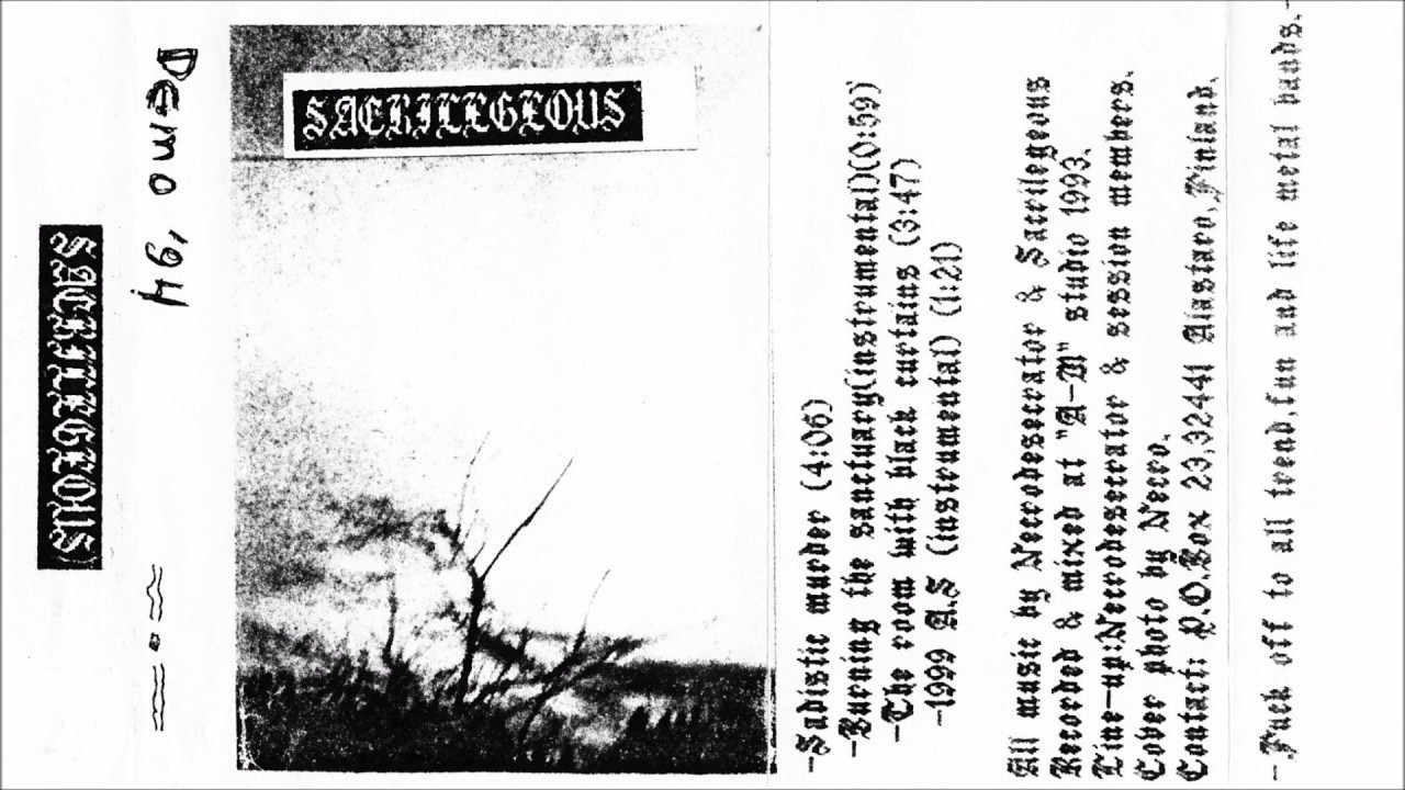 Sacrilegeous [FIN] [Raw Black] 1994 - Demo'94 (Full Demo)