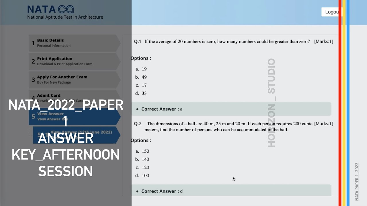 NATA PAPER 2022 // ACTUAL QUESTION PAPER_YEAR 2022 // ANSWER KEY_PAPER 1_AFTERNOON #NATA #NATA2022