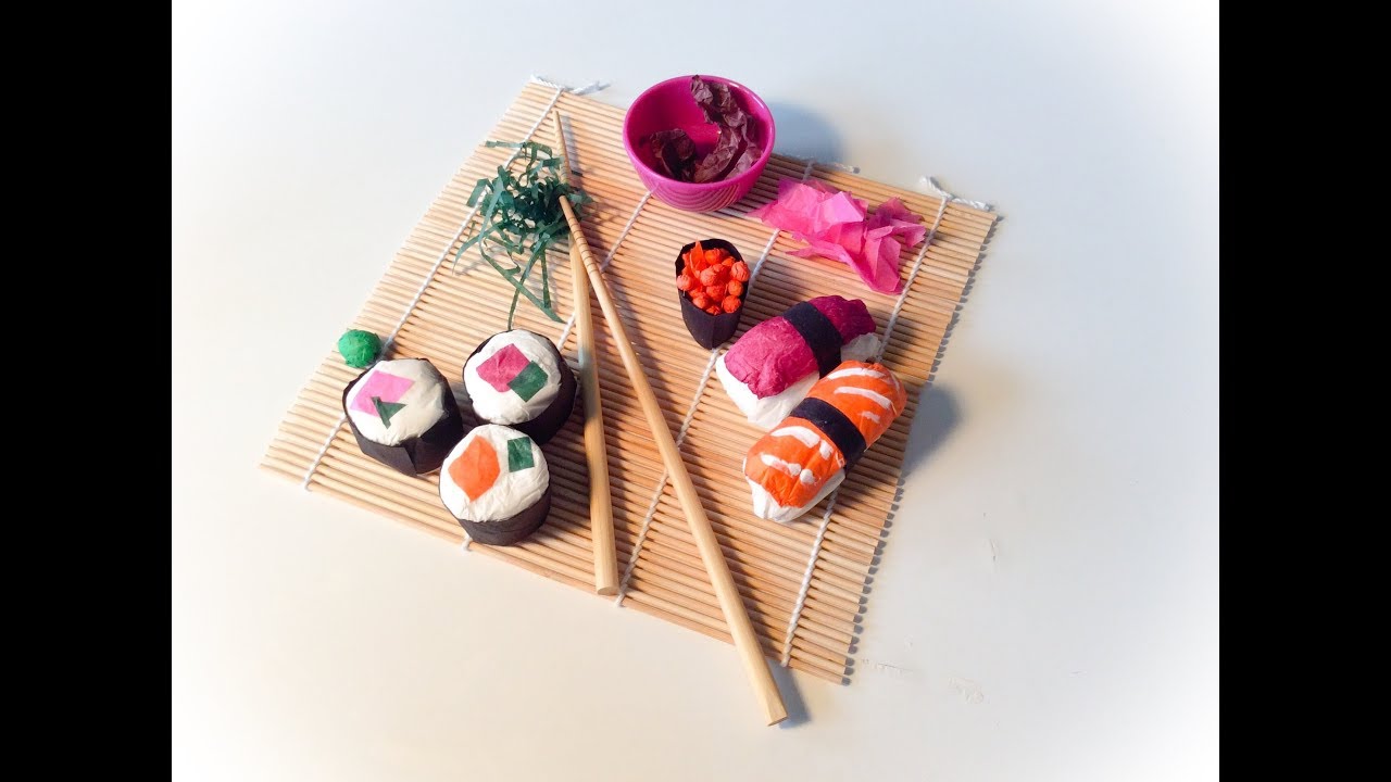 Tuto DIY Sushis en papier de soie. Paper crafts paper sushi.
