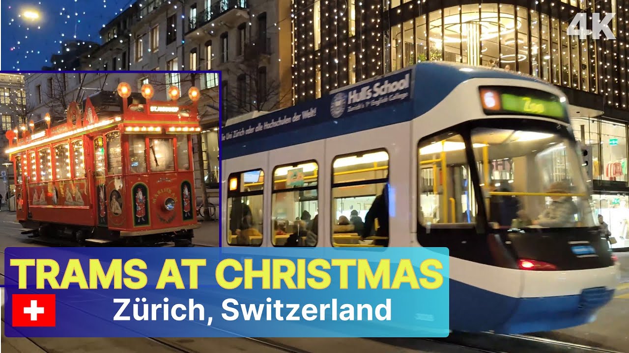 Trams at Christmas in Zurich, Switzerland / Merry Christmas!