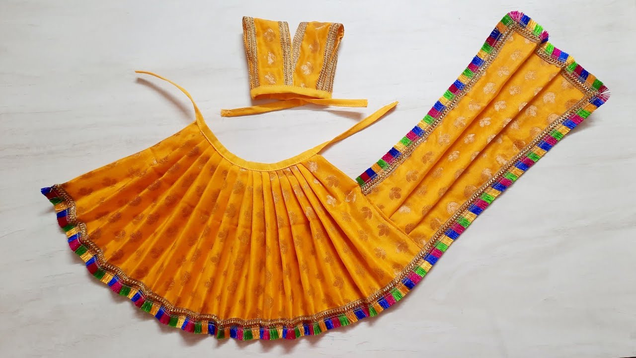 How to make Lehenga saree for Mata Rani/Maa Laxmi/ Durga Maa dress/Saraswati Puja Special saree