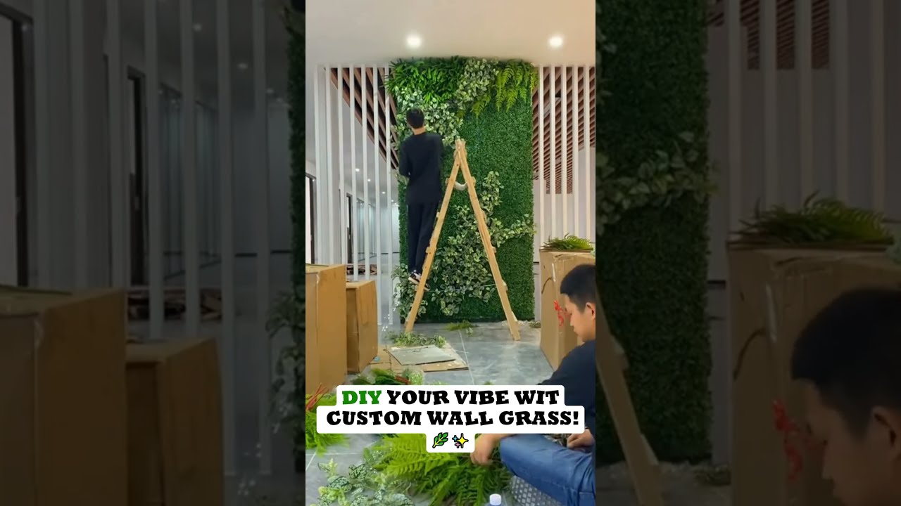 DIY your vibe with custom Wall Grass!💚✨ #ArtificialGrass #WallDecor #WallGrass #diy